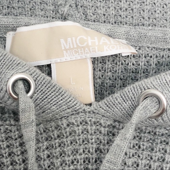Michael Kors Gray Thermal Hoodie Pull Over Sweater - Picture 4 of 6